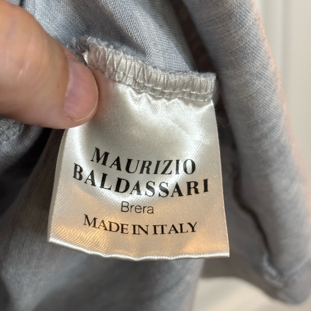 EUC MAURIZIO BALDASSARI Light Gray Men's Polo Shirt in silk and cotton sz XXL - Picture 4 of 7